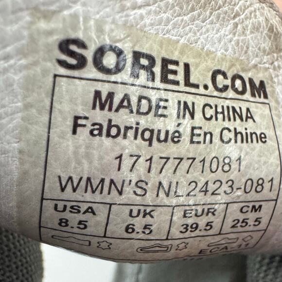 Sorel Addington Womens Size 8.5 Gray Leather 2.75" Heel Sandals Shoes NL2423 - Picture 8 of 8